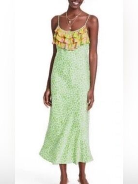 RIXO x Target Multicolor Floral and Leopard Ruffle-Neck Midi Dress size large